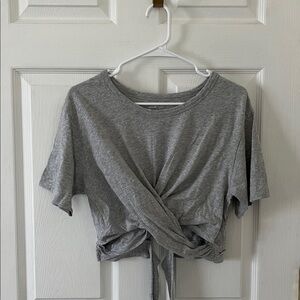 Aerie Gray Knotted Crop Top